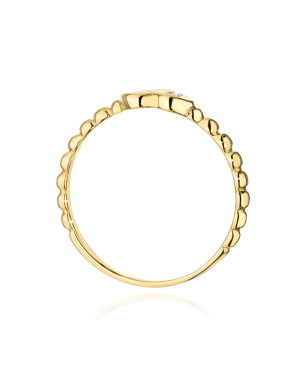 14k Gold Ring Heart Brilliant Diamond 0.01ct