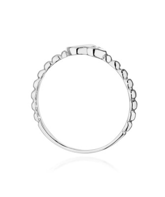 Złoty Pierścionek 14k Białe Złoto Serce Brylant Diament 0,01ct
