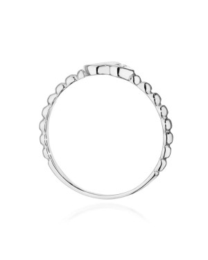 Złoty Pierścionek 14k Białe Złoto Serce Brylant Diament 0,01ct