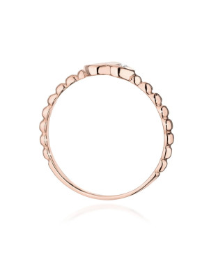 14k Rose Gold Ring Heart Brilliant Diamond 0.01ct