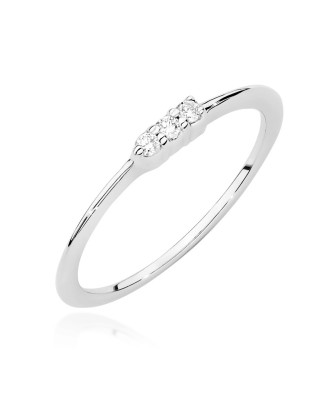 Złoty Pierścionek 14k Białe Złoto Diamenty 0,04ct Certyfikat