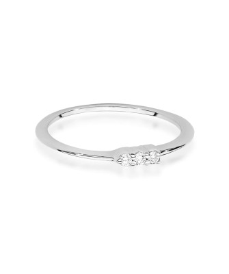 Złoty Pierścionek 14k Białe Złoto Diamenty 0,04ct Certyfikat