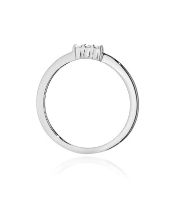 Złoty Pierścionek 14k Białe Złoto Diamenty 0,04ct Certyfikat