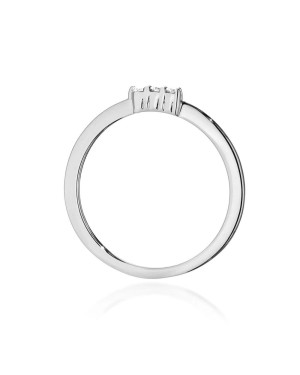 Złoty Pierścionek 14k Białe Złoto Diamenty 0,04ct Certyfikat