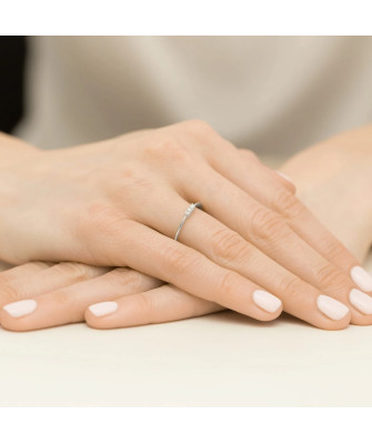 Gold Ring 14k White Gold Diamonds 0.04ct Certificate