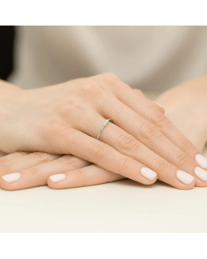 Gold Ring 14k White Gold Diamonds 0.04ct Certificate