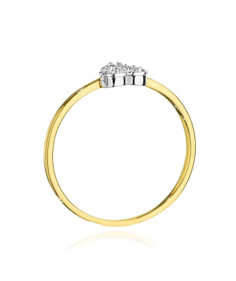 Złoty Pierścionek 14k Serce Diamenty 0,10ct Certyfikat