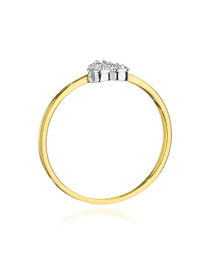Złoty Pierścionek 14k Serce Diamenty 0,10ct Certyfikat