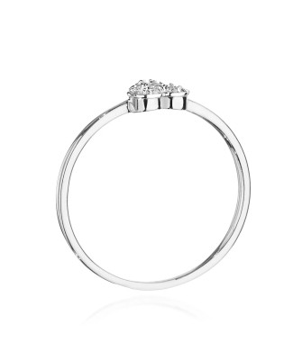 Złoty Pierścionek 14k Białe Złoto Serce Diamenty 0,10ct Certyfikat