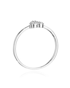 Złoty Pierścionek 14k Białe Złoto Serce Diamenty 0,10ct Certyfikat
