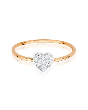 Gold Ring 14k Rose Gold Heart Diamonds 0.10ct Certificate
