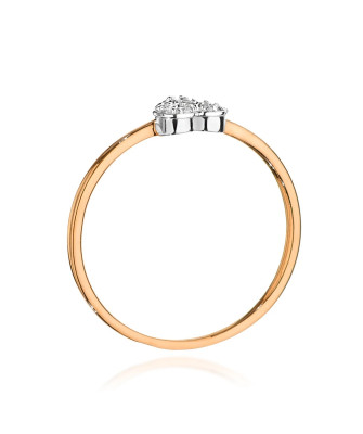Gold Ring 14k Rose Gold Heart Diamonds 0.10ct Certificate