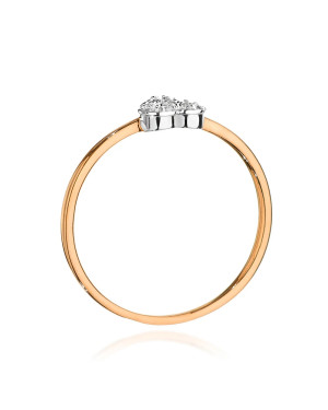Gold Ring 14k Rose Gold Heart Diamonds 0.10ct Certificate
