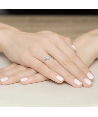 14k White Gold Ring Heart Diamond 0.02ct