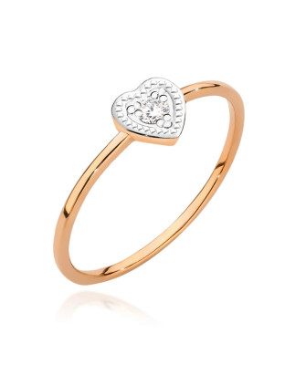14k Rose Gold Ring Heart Diamond 0.02ct