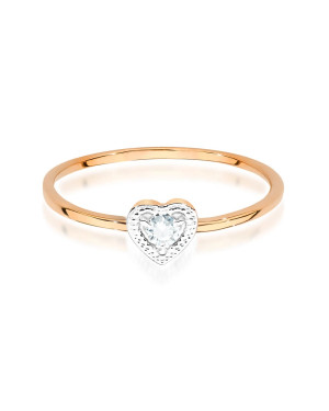 14k Rose Gold Ring Heart Diamond 0.02ct