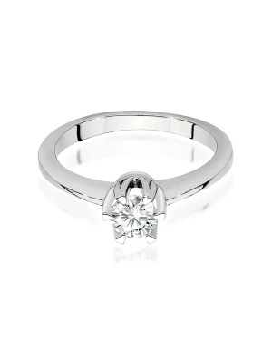 Pierścionek zaręczynowy z diamentem białe złoto 0,40ct