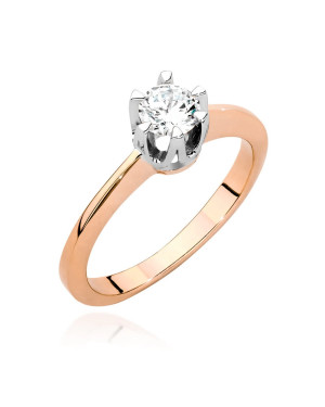 14k Rose Gold Ring Central Stone Diamond 0.40ct