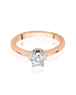 14k Rose Gold Ring Central Stone Diamond 0.40ct