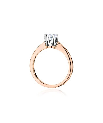 14k Rose Gold Ring Central Stone Diamond 0.40ct