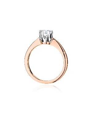 14k Rose Gold Ring Central Stone Diamond 0.40ct