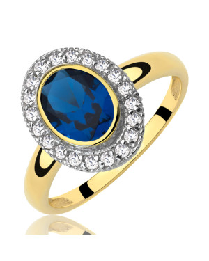 14ct Yellow Gold Ring with Large Blue Stone