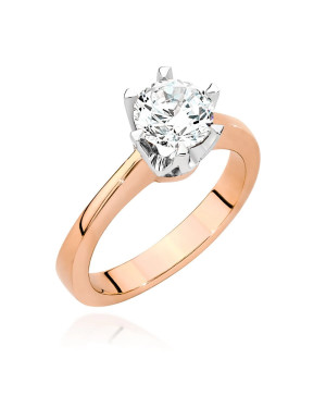Gold Ring 14k Rose Gold Central Stone Diamond 0.70ct