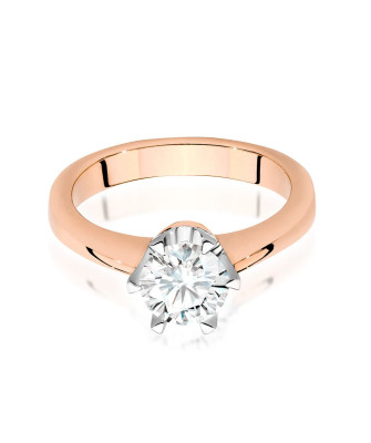 Gold Ring 14k Rose Gold Central Stone Diamond 0.70ct