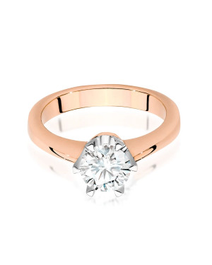 Gold Ring 14k Rose Gold Central Stone Diamond 0.70ct