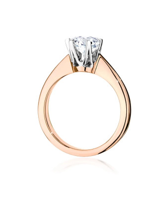 Gold Ring 14k Rose Gold Central Stone Diamond 0.70ct