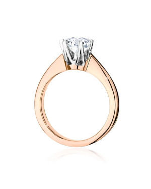 Gold Ring 14k Rose Gold Central Stone Diamond 0.70ct
