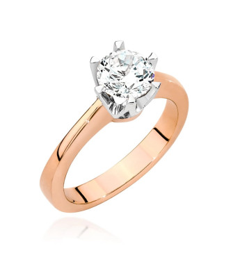 14k Rose Gold Ring Central Stone Diamond 1.00ct