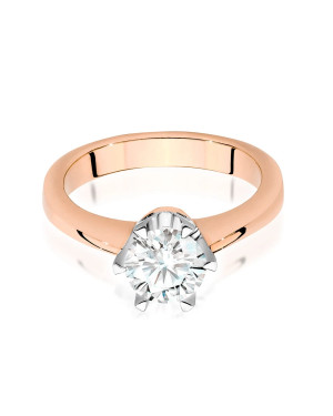 14k Rose Gold Ring Central Stone Diamond 1.00ct