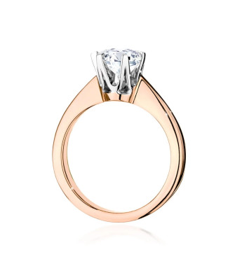 14k Rose Gold Ring Central Stone Diamond 1.00ct
