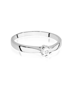 Pierścionek z białego złota z diamentem 0,01ct