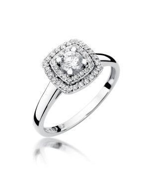 Pierścionek złoty 14k białe złoto brylant diamenty 0,50ct
