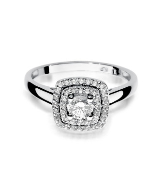Pierścionek złoty 14k białe złoto brylant diamenty 0,50ct