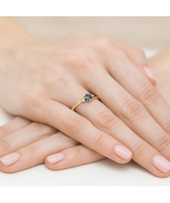 Złoty Pierścionek 14k Szafir 0,30ct