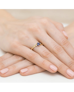 Złoty Pierścionek 14k Szafir 0,30ct