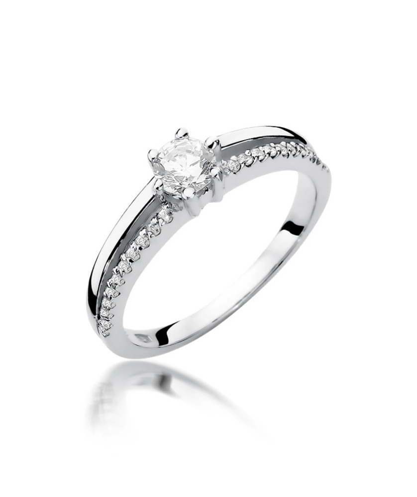Złoty pierścionek 14k białe złoto brylant diamenty 0,40ct