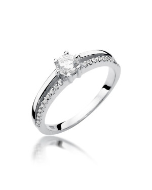 Złoty pierścionek 14k białe złoto brylant diamenty 0,40ct