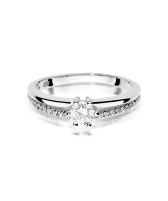 Złoty pierścionek 14k białe złoto brylant diamenty 0,40ct
