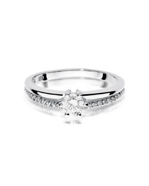 Złoty pierścionek 14k białe złoto brylant diamenty 0,40ct