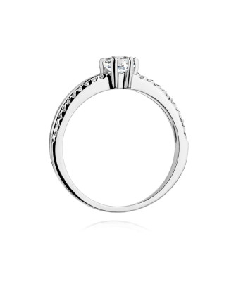 Złoty pierścionek 14k białe złoto brylant diamenty 0,40ct