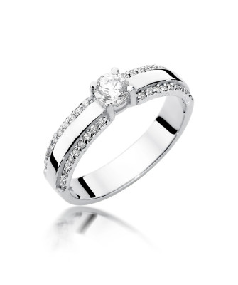 Pierścionek 14k białe złoto diamenty brylant 0,45ct