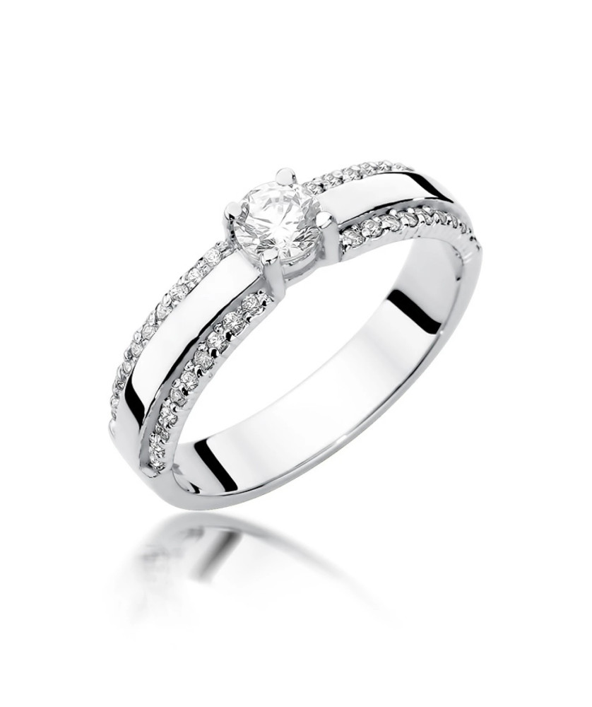 Pierścionek 14k białe złoto diamenty brylant 0,45ct