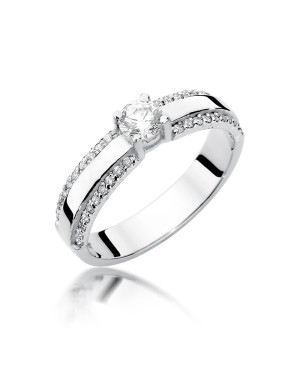 Pierścionek 14k białe złoto diamenty brylant 0,45ct