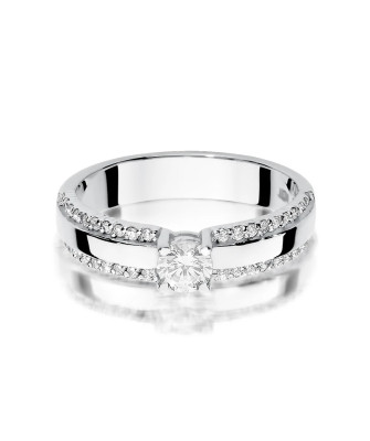 Pierścionek 14k białe złoto diamenty brylant 0,45ct