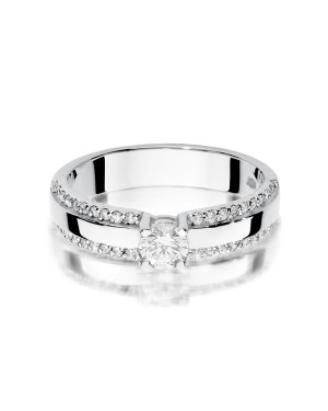 Pierścionek 14k białe złoto diamenty brylant 0,45ct