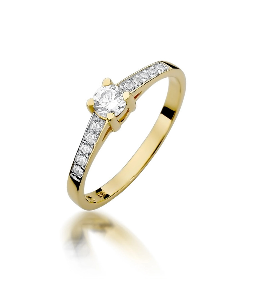 Złoty Pierścionek 14k Brylant Diamenty 0,44ct Certyfikat